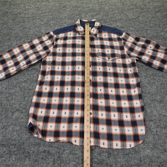 The Territory Ahead Shirt Men's Medium Plaid Flannel/Denim Button Up Aztec - Picture 5 of 11